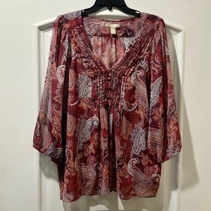 Multi color sheer peasant blouse